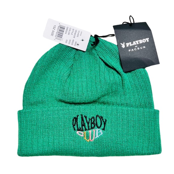 Playboy Pacsun Green Ribbed Beanie 
